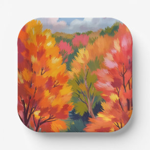 Herbstlaub Aquarell-Natur Herbstblätter Pappteller
