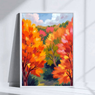 Herbstlaub Aquarell-Natur Herbstblätter Poster