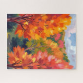 Herbstlaub | Aquarell Natur Herbstblätter Puzzle (Horizontal)