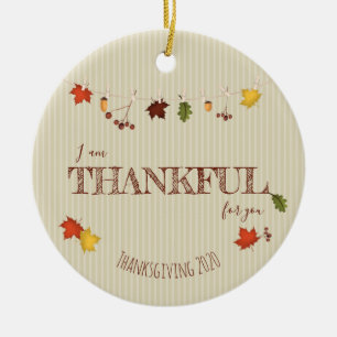 Herbstlaub auf der Wäscheleine Keramik Ornament