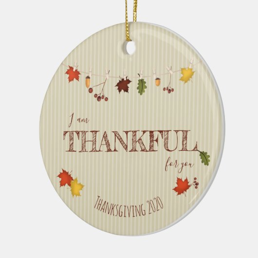 Herbstlaub auf der Wäscheleine Keramik Ornament (Links)