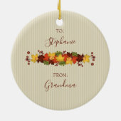 Herbstlaub auf der Wäscheleine Keramik Ornament (Hinten)