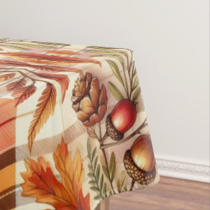 Herbstlaub auf Karo Saisonell Tischdecke