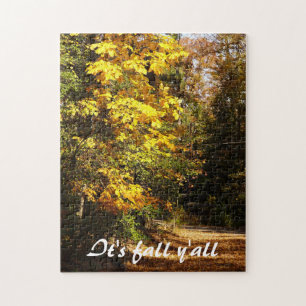 Herbstlaub auf Landstraße Puzzle