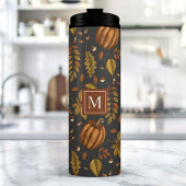 Herbstlaub Autumn Pumpkin Muster Mit Monogramm Thermosbecher
