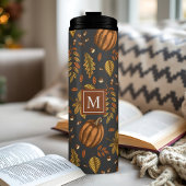 Herbstlaub Autumn Pumpkin Muster Mit Monogramm Thermosbecher