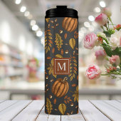 Herbstlaub Autumn Pumpkin Muster Mit Monogramm Thermosbecher