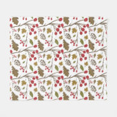 Herbstlaub Beeren Äste fallen Farbmuster Fleecedecke (Vorderseite (Horizontal))