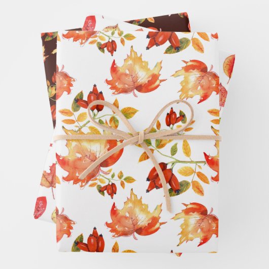 Herbstlaub & Berries Erntedank Urlaub Geschenkpapier Set (Beispiel)