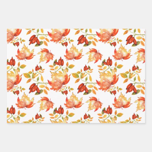 Herbstlaub & Berries Erntedank Urlaub Geschenkpapier Set (Vorderseite)