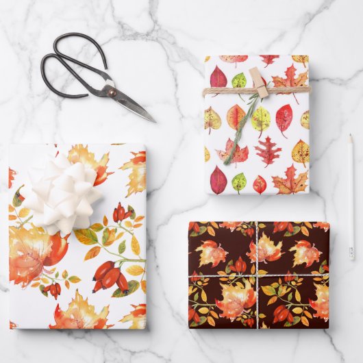Herbstlaub & Berries Erntedank Urlaub Geschenkpapier Set (Vorderseite)