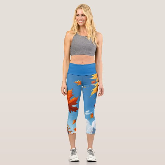 Herbstlaub blau capri leggings (Vorderseite)