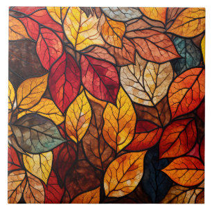 Herbstlaub Bleiglas Fliese