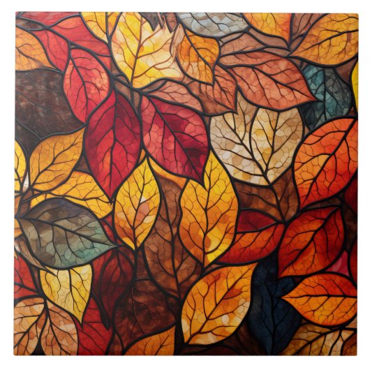 Herbstlaub Bleiglas Fliese (Vorderseite)