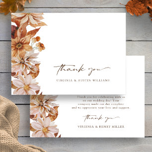 Herbstlaub Blumige Hochzeit Danke Karte