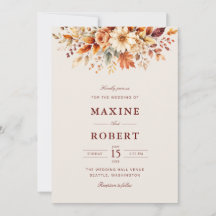 Herbstlaub Botanische Aquarell-Hochzeit