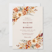 Herbstlaub Botanischer QR-Code Foto Hochzeit Einladung (Vorderseite)