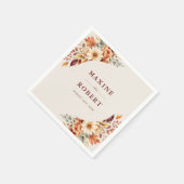 Herbstlaub Botanischer Wasserfarben-Hochzeit Serviette (Ecke)