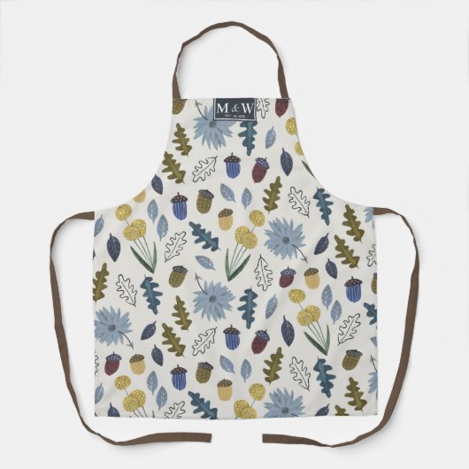 Herbstlaub Botanisches Muster Monogramm Schürze (Vorderseite)