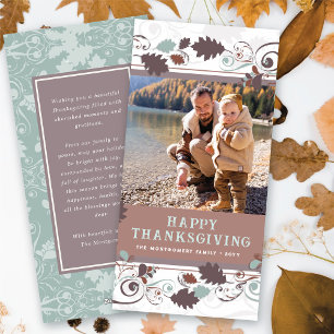 Herbstlaub Braun Wirbel Thanksgiving Foto Feiertagskarte