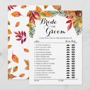 Herbstlaub Braut oder Bräutigam Spiel editierbar Einladung