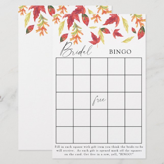 Herbstlaub - Brautparty-Bingo-Spiel (Vorne/Hinten)