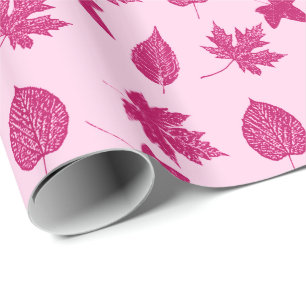 Herbstlaub - Burgunderrot und Muschelrosa Geschenkpapier