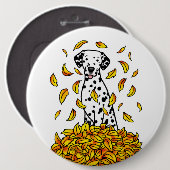 Herbstlaub Dalmatiner (schwarz 1) Hund Niedlich sp Button (Vorne & Hinten)