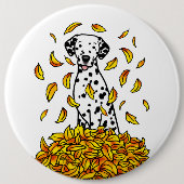 Herbstlaub Dalmatiner (schwarz 1) Hund Niedlich sp Button (Vorderseite)