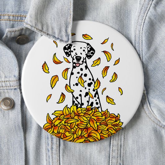 Herbstlaub Dalmatiner (schwarz 1) Hund Niedlich sp Button (Beispiel)