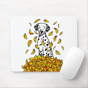 Herbstlaub Dalmatiner (schwarz 1) Hund Niedlich sp Mousepad