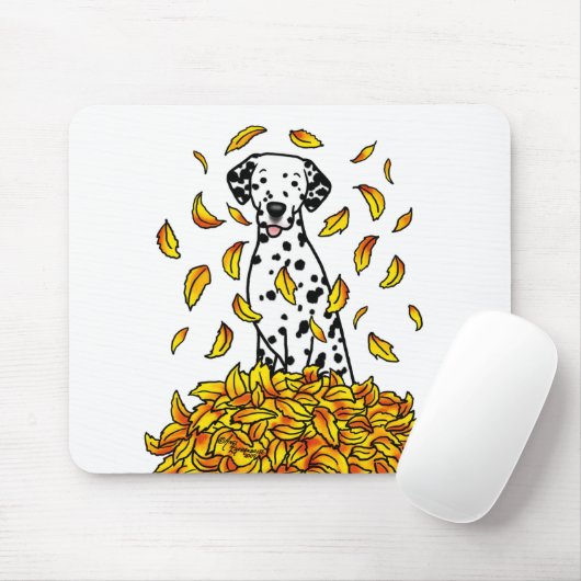 Herbstlaub Dalmatiner (schwarz 1) Hund Niedlich sp Mousepad (Mit Mouse)