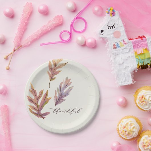 Herbstlaub-dankbarer Erntedank Pappteller (Party)