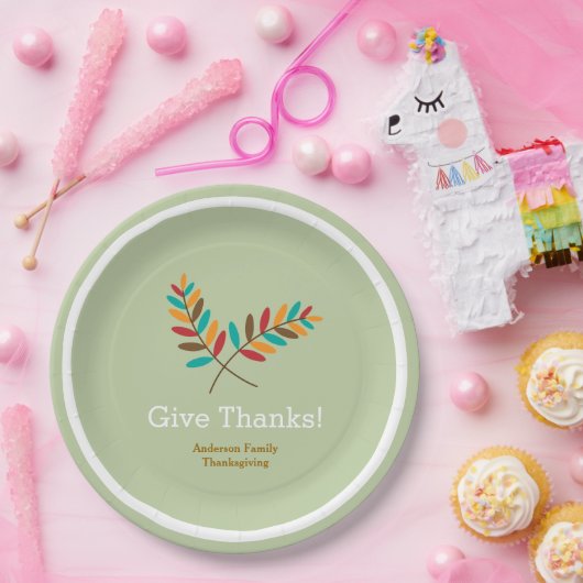 Herbstlaub danken Personalisierten Erntedank Pappteller (Party)
