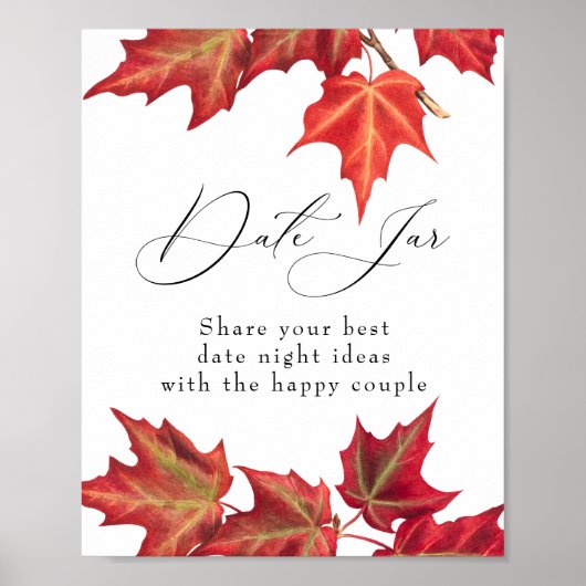 Herbstlaub-Datumsglas Herbst-Brautjunggesellinnena Poster (Vorne)