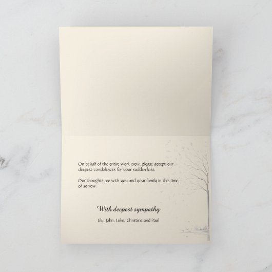 Herbstlaub des Herbstes Beileid Beileid Dankeskarte (Innenseite)