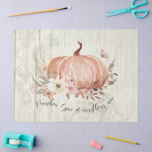 Herbstlaub des Herbstpumpenkammes Rustikales Holzd Seidenpapier (Basteln)