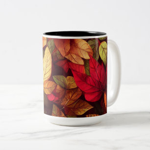 Herbstlaub Design Zweifarbige Tasse