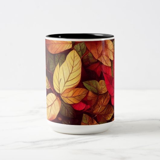 Herbstlaub Design Zweifarbige Tasse (Mittel)