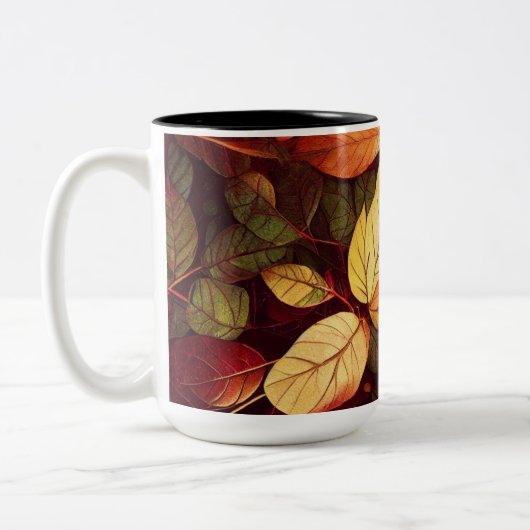 Herbstlaub Design Zweifarbige Tasse (Links)