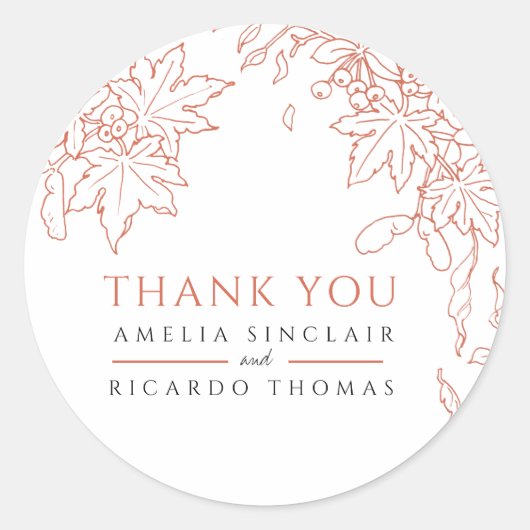 Herbstlaub, die die orange Gastgeschenk Hochzeit g Runder Aufkleber (Vorderseite)