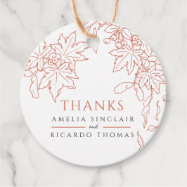 Herbstlaub, die orangefarbene Hochzeiten zeichnete Geschenkanhänger