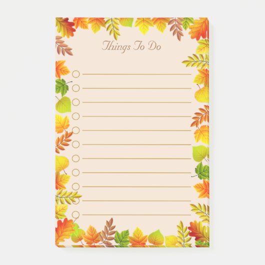 Herbstlaub-Dinge-zu-tun-linierte Post-it-Notizen Post-it Klebezettel (Vorderseite)