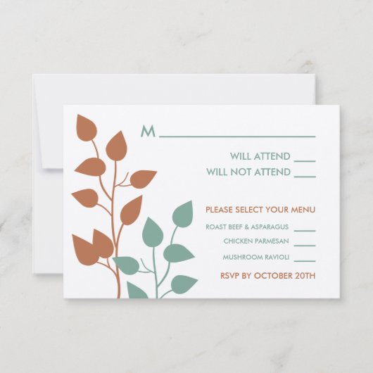 Herbstlaub Doppelbuchten Hochzeiten von RSVP-Karte RSVP Karte (Vorderseite)