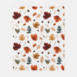 Herbstlaub & Eicheln Laub Fleecedecke