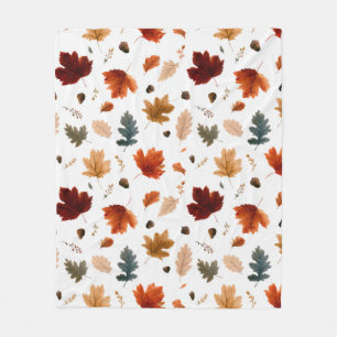 Herbstlaub & Eicheln Laub Fleecedecke