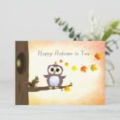Herbstlaub & Eichhörnchen frohe Herbstgrüße Karte (Stehend Vorderseite)