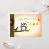 Herbstlaub & Eichhörnchen frohe Herbstgrüße Karte (Vorderseite/Rückseite Beispiel)