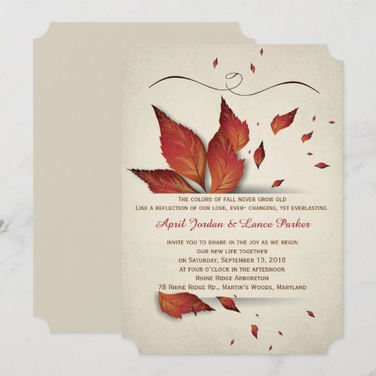 Herbstlaub Einladung (Vorne/Hinten)