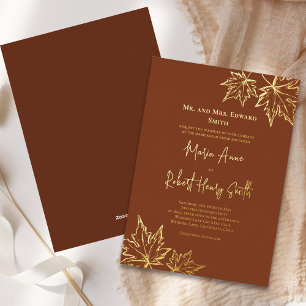 Herbstlaub Elegant Wedding Custom Gold Folieneinladung